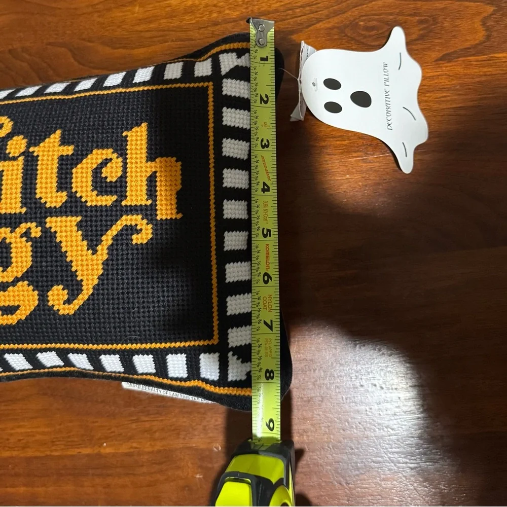 Viral Halloween Home Decor Black and Orange 'Bad Witch Energy' Pillow